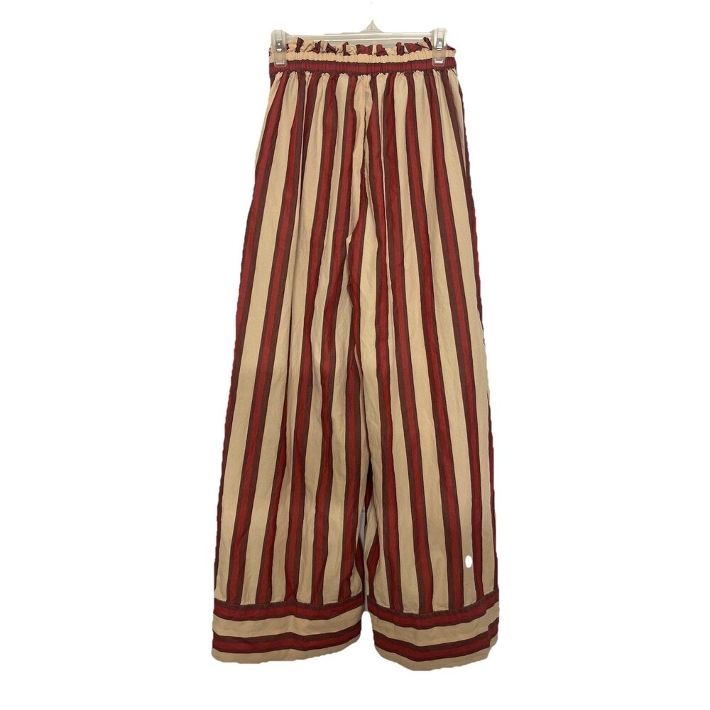 Free People Free est Solara Pants Striped Printed Mid-rise Wide-leg Pockets S - Picture 4 of 13